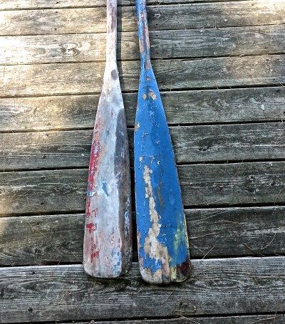 old wooden boat paddles